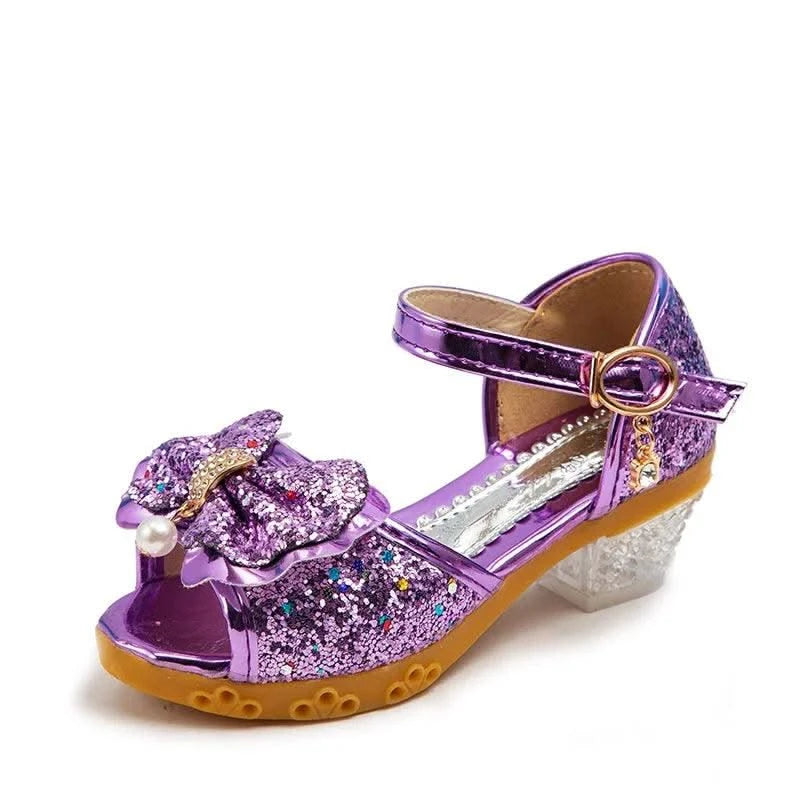 Princess Casual Glitter Bowknot High Heel Children's Shoes| Girls Shoes | Fashion | Dance | Party Sandals