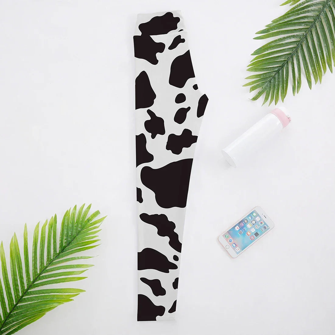 Women Cow Black Printed Leggings