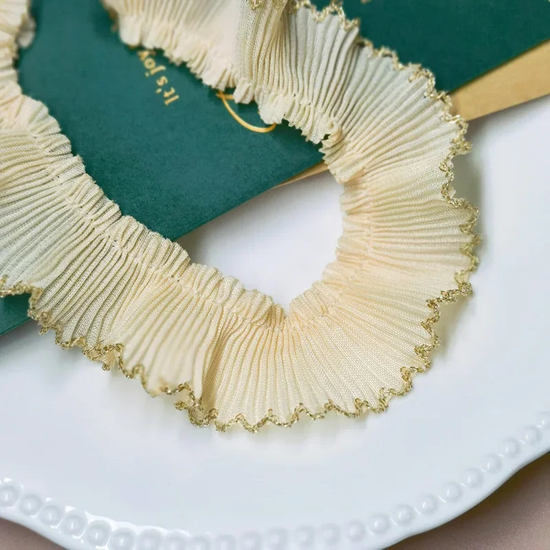 4M/lot 3cm Wine red/pink/Beige Chiffon Pleated Lace Dog Tooth Ruffle Lace Trimming for Dress Pet Cloth Home Decoration X1496