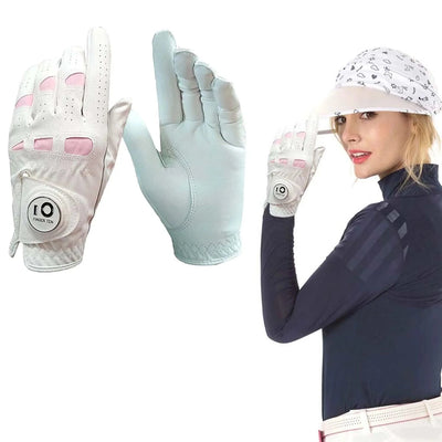 6 Pcs Rain Grip All Weather Womens Golf Gloves Ladies Left Hand Right Soft Cabretta Leather Glove with Ball Marker for Women