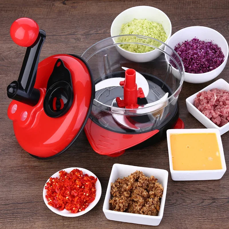 1.5L High-capacity Multi-function Kitchen Manual Food Processor Meat Grinder Vegetable Chopper Shredder Cutter Egg Blender