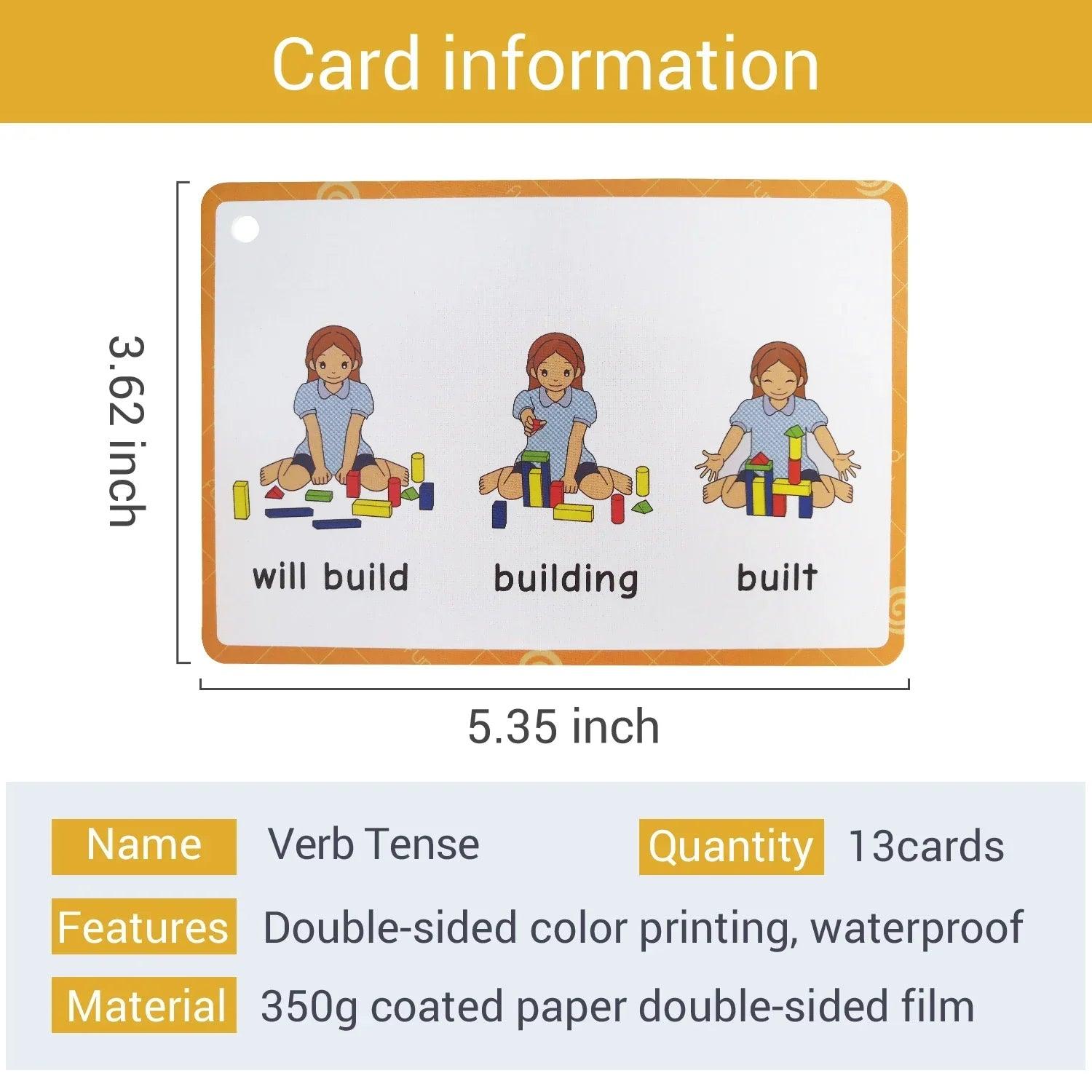 24 groups/set verb tense flash card leaning english word picture cards educational toys for children games classroom