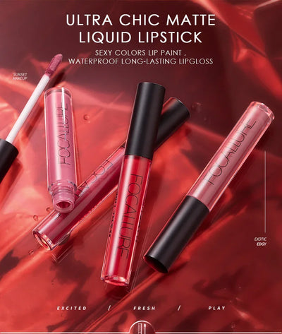FOCALLURE Matte Liquid Lipstick Waterproof Long-lasting Lightweight Lip Gloss Lips Glaze Lips Tint Makeup for Women's Cosmetics