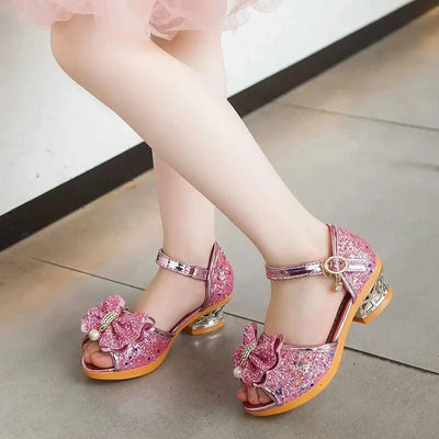 Princess Casual Glitter Bowknot High Heel Children's Shoes| Girls Shoes | Fashion | Dance | Party Sandals