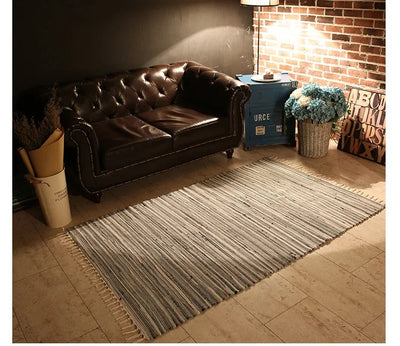 Cotton Cloth Retro Handmade Tassel Rug and Carpet for Home Living Room Tapestry Absorbent Floor Area Mat for Kitchen Boho Decor