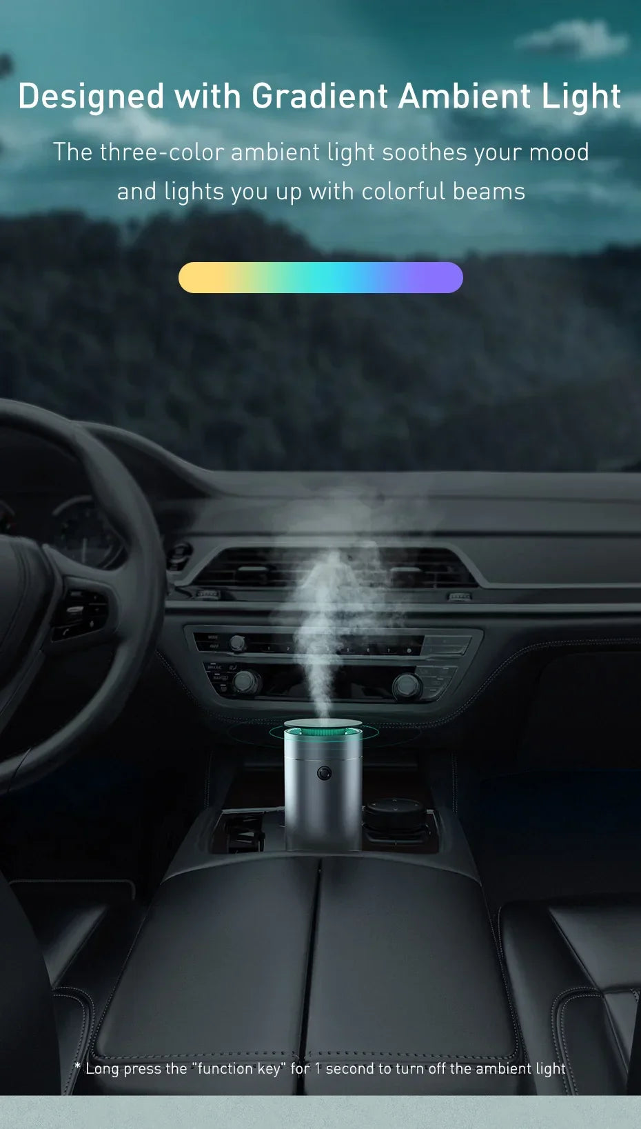 Baseus Car Diffuser Humidifier Auto Air Purifier Aromo Air Freshener with LED Light For Car Aroma Aromatherapy Diffuser