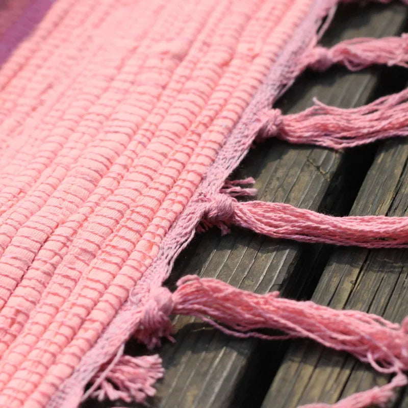 Cotton Cloth Retro Handmade Tassel Rug and Carpet for Home Living Room Tapestry Absorbent Floor Area Mat for Kitchen Boho Decor