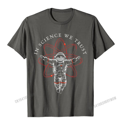 Atheist Shirt In Science We Trust Astronaut Humanist T-Shirt Camisas Men Cotton Tees Hip Hop New Design Casual Tshirts