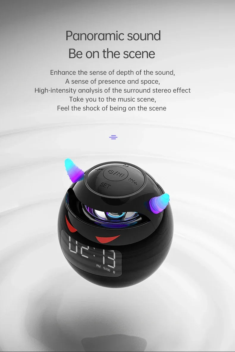 Bluetooth Speaker audio with LED Digital Alarm Clock Music Player Wireless Ball Shape Clock Speaker Mini  Speaker Alarm clock