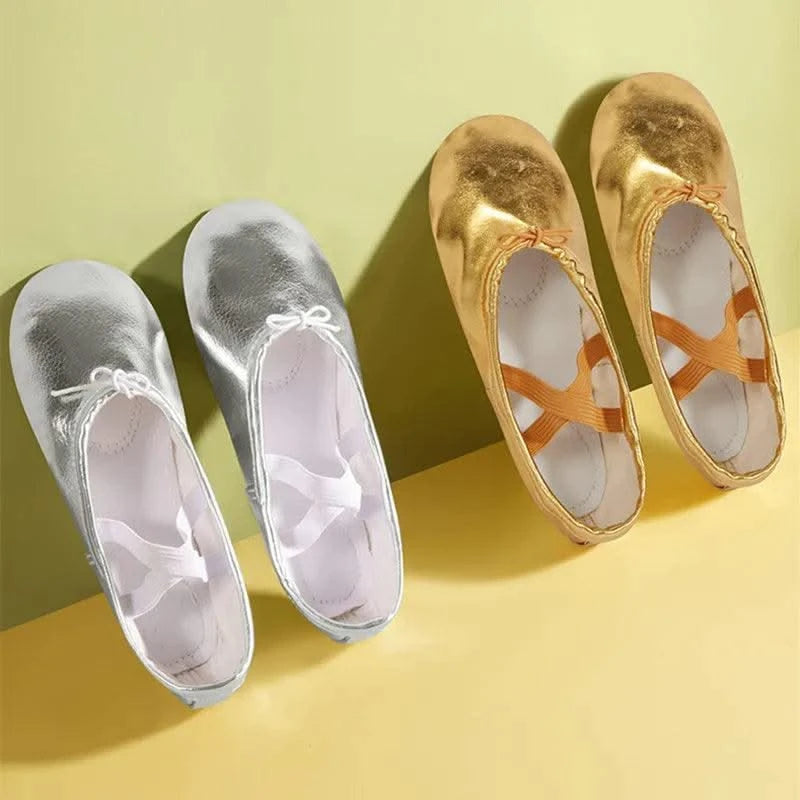 Girls Ballet Shoes Gold Silver Soft Sole Ballet Dance Slippers Children Practise Ballerina Shoes Woman Gymnastics