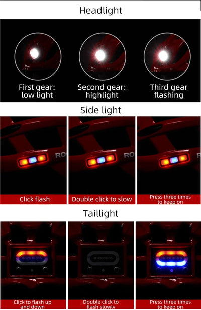 ROCKBROS Bicycle Helmets Ultralight Cycling Helmet Mountain Road Bike Helmet With Glowing Headlight Warning Light Safety Cap