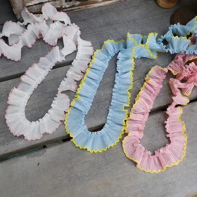 4M/lot 3cm Wine red/pink/Beige Chiffon Pleated Lace Dog Tooth Ruffle Lace Trimming for Dress Pet Cloth Home Decoration X1496