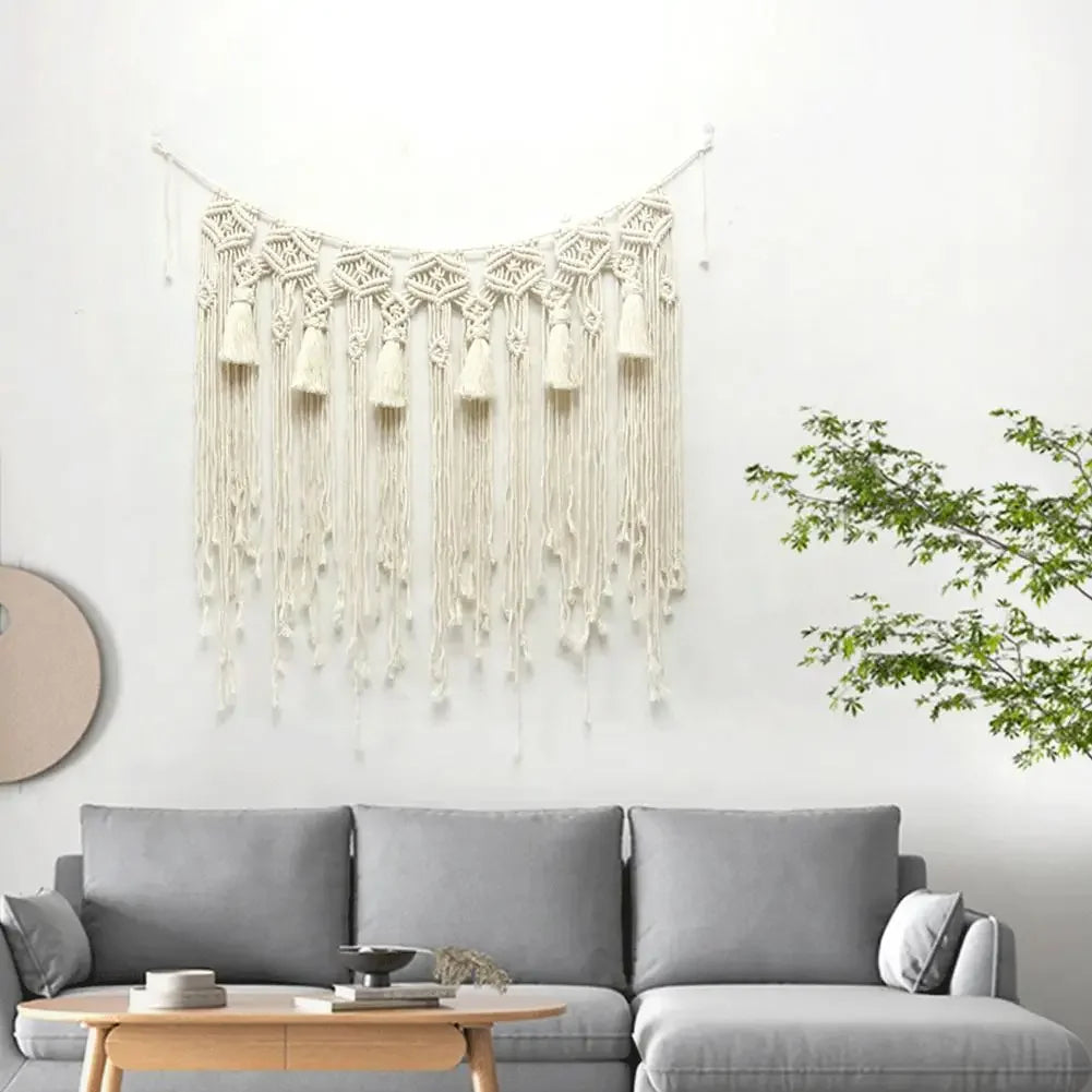 Macrame Wall Hanging Tapestry Home Decor Bohemian Tapestry Wall Art Decor Wedding Background Curtain Decorative Door Curtain