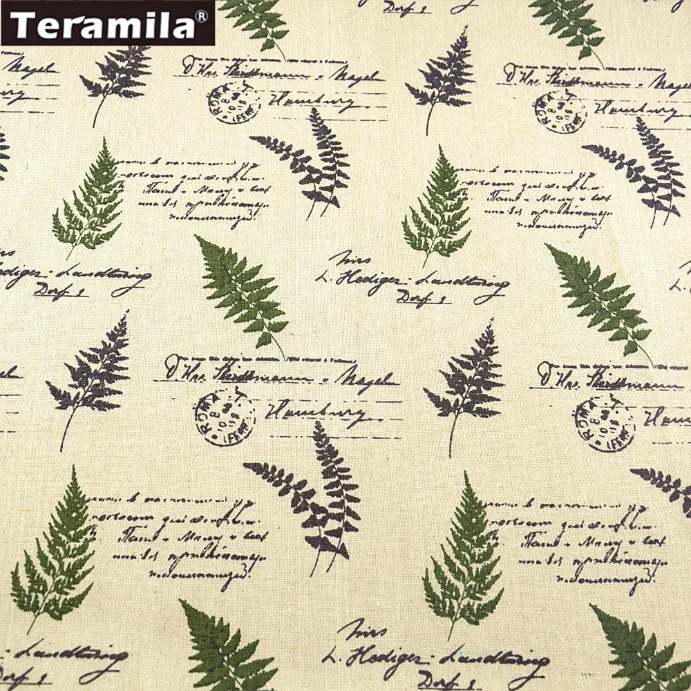 TERAMILA Sewing Material Tissu Tablecloth Print Grass Design Home Textile Cotton Linen Fabric Pillow Bags Curtain Cushion Pillow