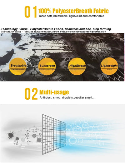 Customized Tube Scarf Seamless Bandana Masks Headband Cycling Caps Neck Gaiter Outdoors Neck Warmer Motorcycle Face Shield 50PCS