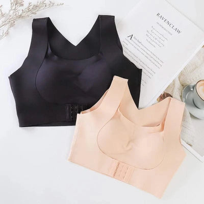 Women Push Up Bra Posture Corrector Bralette Front Closure Cross Back Tops