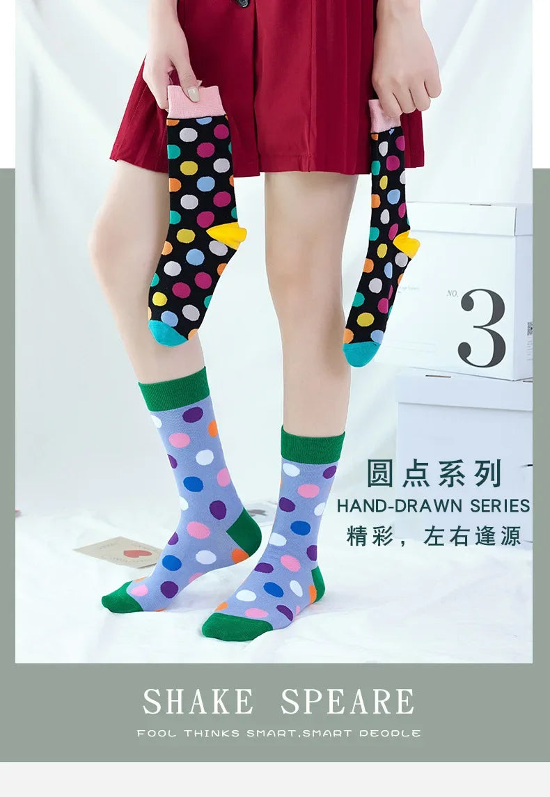 Women Crew Socks Funny Cute Cartoon candy colour dot crew socks Happy Harajuku skateboard Socks sox dropshipping