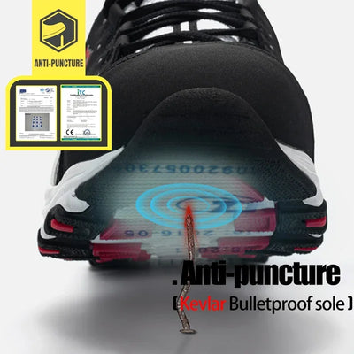 LARNMERN Men's Safety Shoes Steel Toe Work Shoe Anti-puncture Anti-smashing Construction Comfortable Lightweight Breathable Shoe