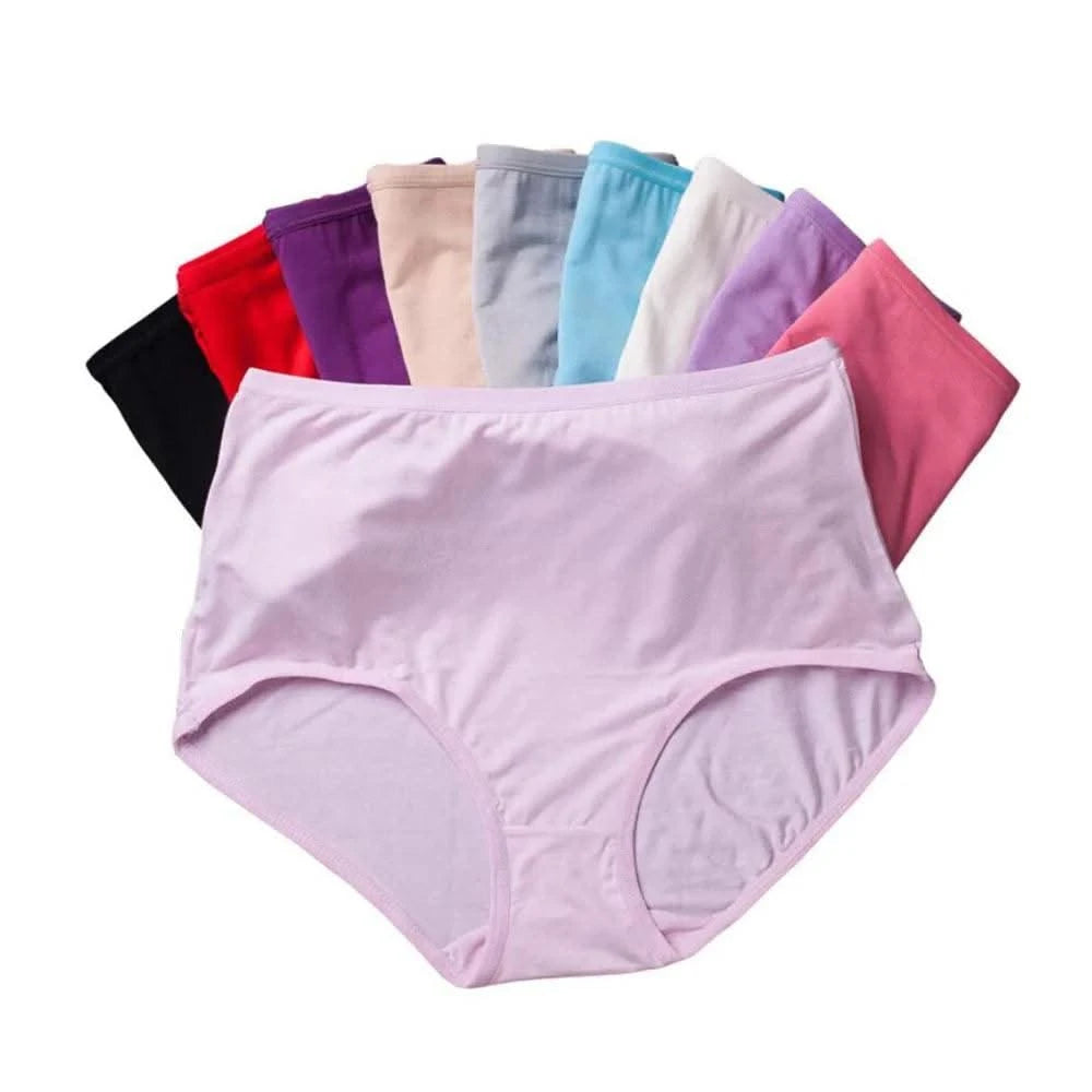New Soft Women's Bamboo Fiber Panties Sexy Underwear High-Rise Briefs Solid Color Everyday Underpants Ladies Big Size Lingerie