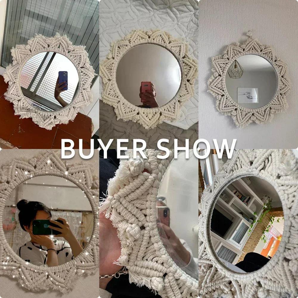 Macrame decorative wall mirror boho home decor makeup aesthetic mirrors living room bedroom christmas wedding