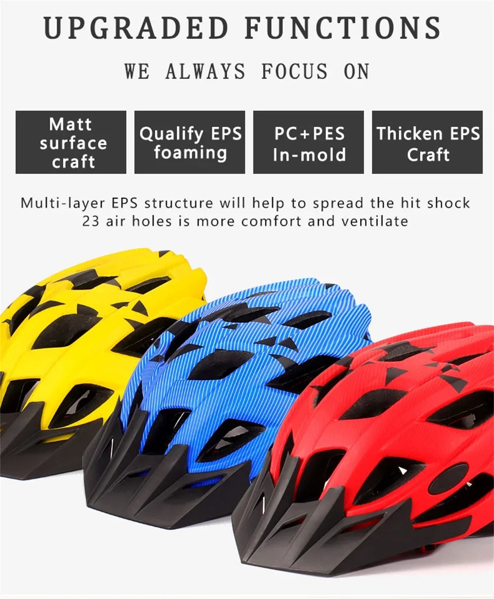 NEW Ultralight Bicycles Helmets Men Mountain Bike Helmet Integ-mold MTB Helmet With led Warning light Cycling Safely Cascos