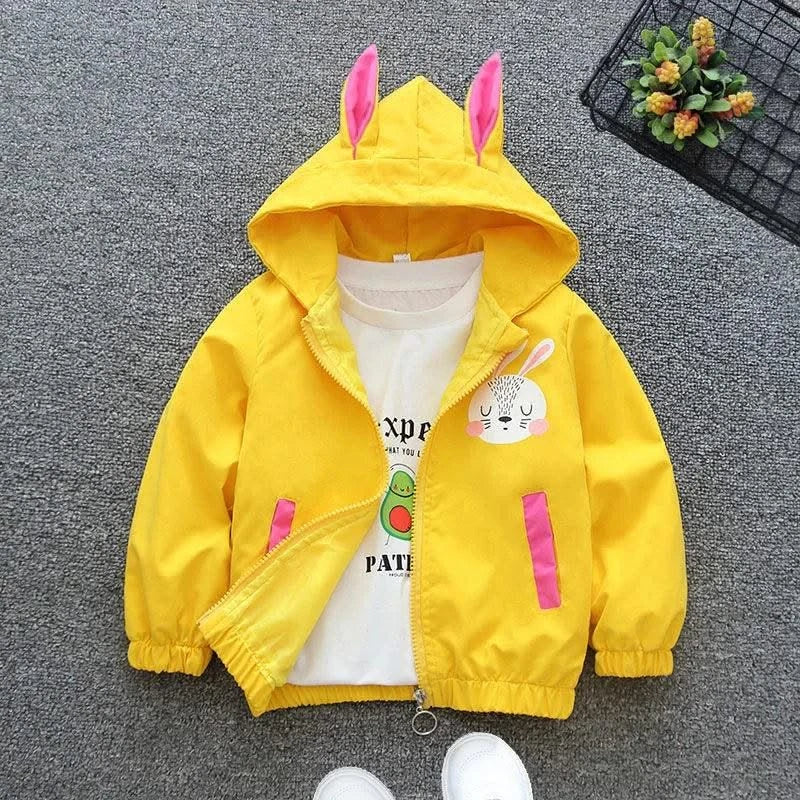 Baby Girls Cute Rabbit Hooded Casual Zipper Jacket| Spring |Autumn |Christmas |Outerwear Coat 1 2 3 4 5 6 Years |Kids Clothes
