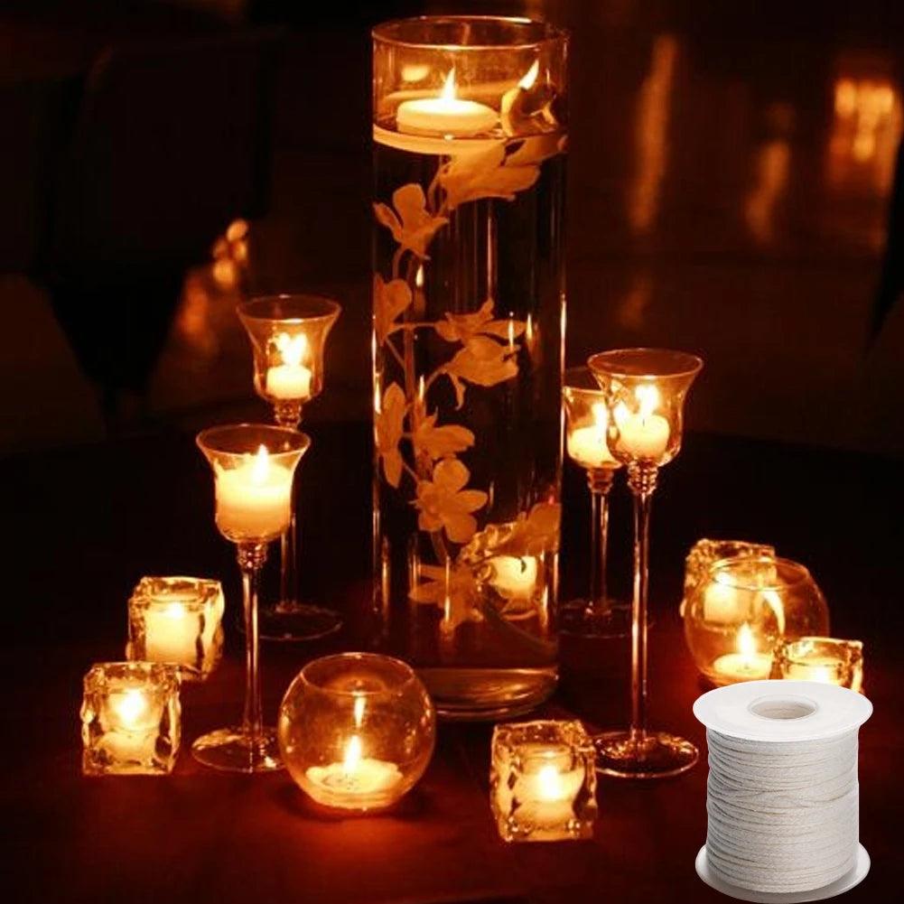 1 roll 200 feet 61m white candle wick cotton woven for diy and making supplies