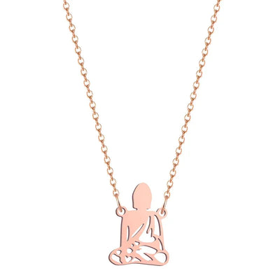 Stainless Steel Meditation Buddha Pendant Necklaced Sincere Buddhism Accessories Guardian Jewelry Gift