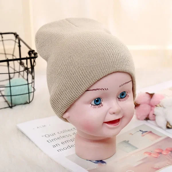 Solid Beanies Hat for Kids Baby Girls Boys Autumn Winter Caps Warm Soft Candy Knitted Bonnet Hats Skullies Toddler Children Cap