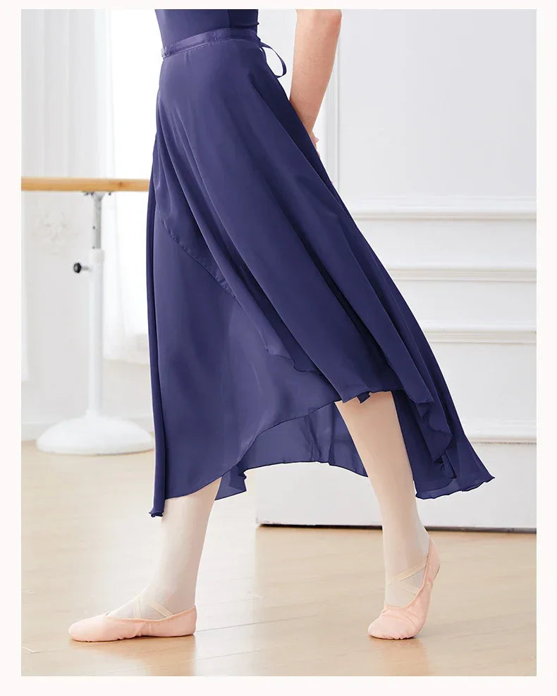 Ballet Skirts Women Long Chiffon Dance Skirt Fairy Chiffon Long Ballet Tutu Dress Dance Costumes Tie Up Dress