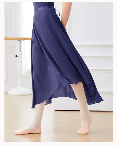Ballet Skirts Women Long Chiffon Dance Skirt Fairy Chiffon Long Ballet Tutu Dress Dance Costumes Tie Up Dress