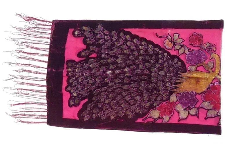 Fashion black peacock velvet scarf women shawl ponchos bandanas