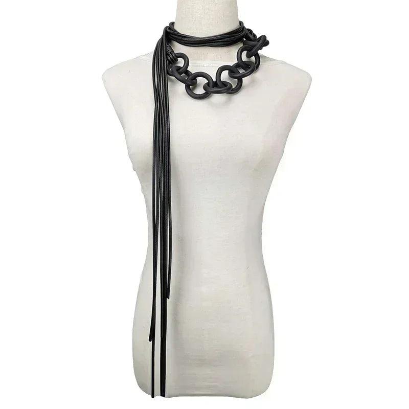Ukebay new handmade luxury necklaces for women rubber jewelry black statement necklace fashion clothes chain gothic