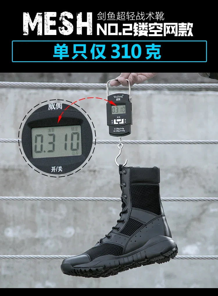 Summer Combat Boot Men Women Climbing Training Lightweight Waterproof Tactical Boots Outdoor Hiking Breathable Mesh Shoes