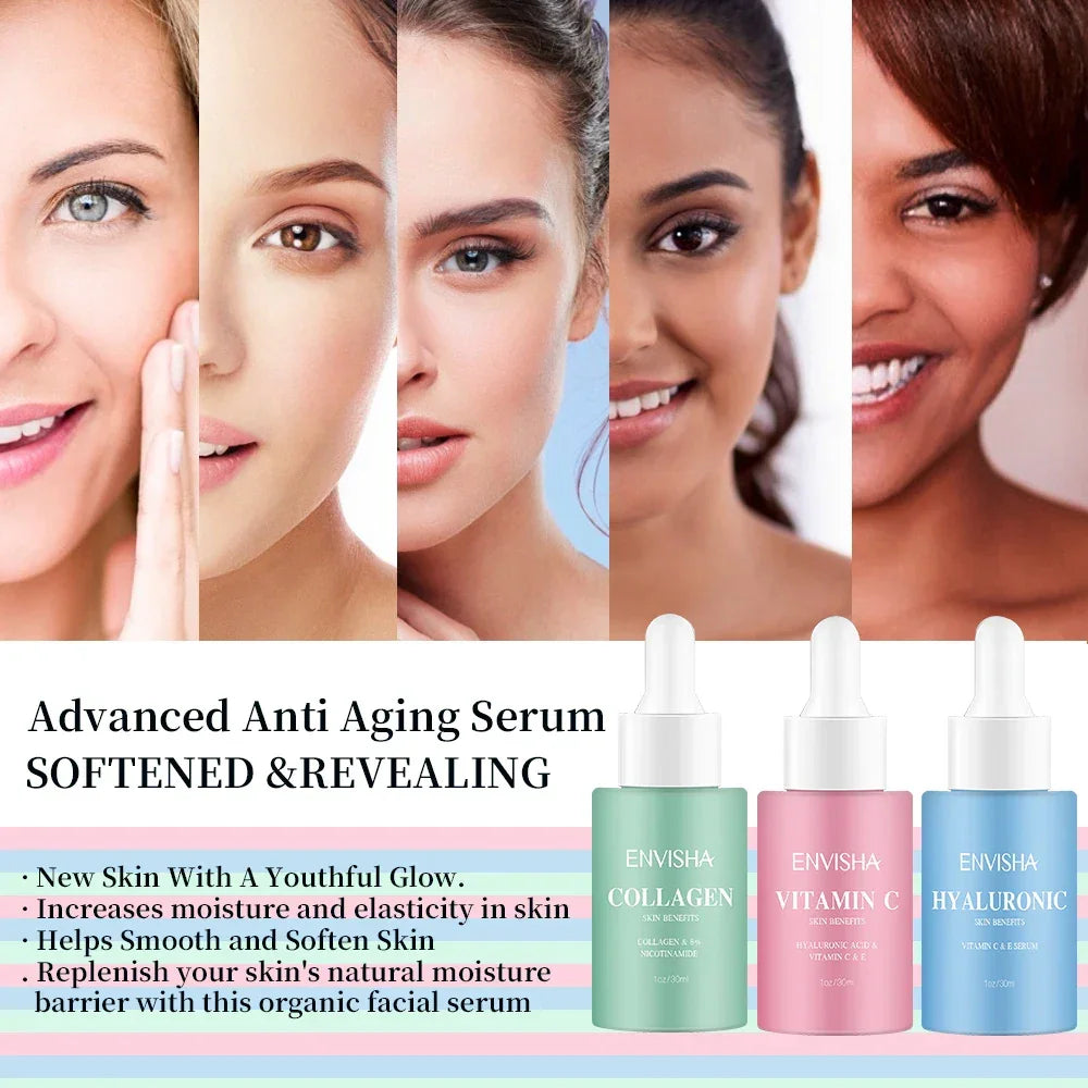 Skin Care Set Facial Serum Collagen Hyaluronic Acid Vitamin Anti-aging Wrinkle Whitening Moisturizing Remove Acne Face Essence