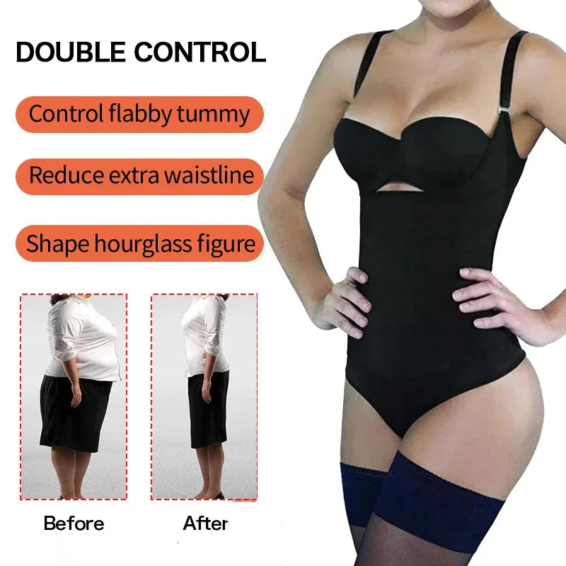 Body Shapewear Thong Bodysuit Shaper Latex Waist Trainer Slimming Belly Sheath Butt Lifter Underwear Women Tummy Control Girdle