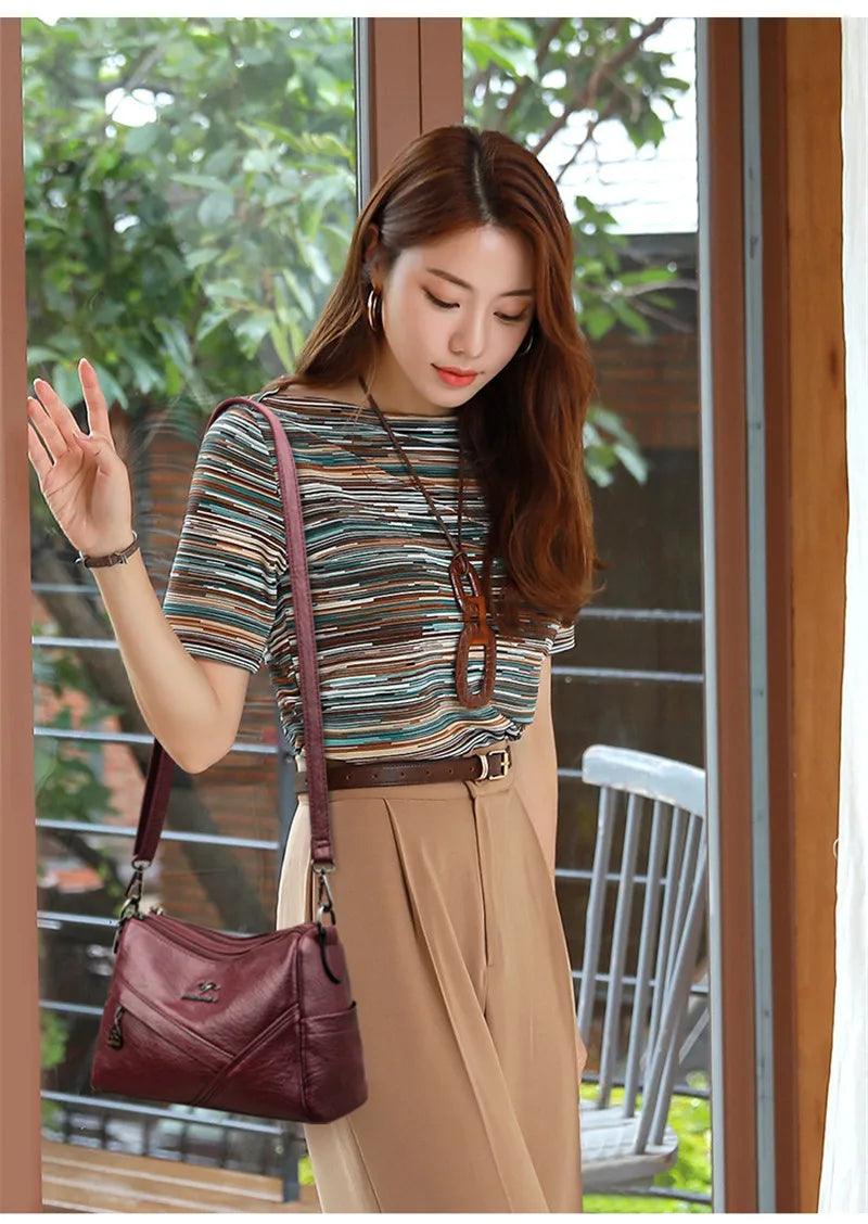 Designer luxury handbags 2024 new vintage soft leather tote bags for women multi-pocket shoulder messenger high quality