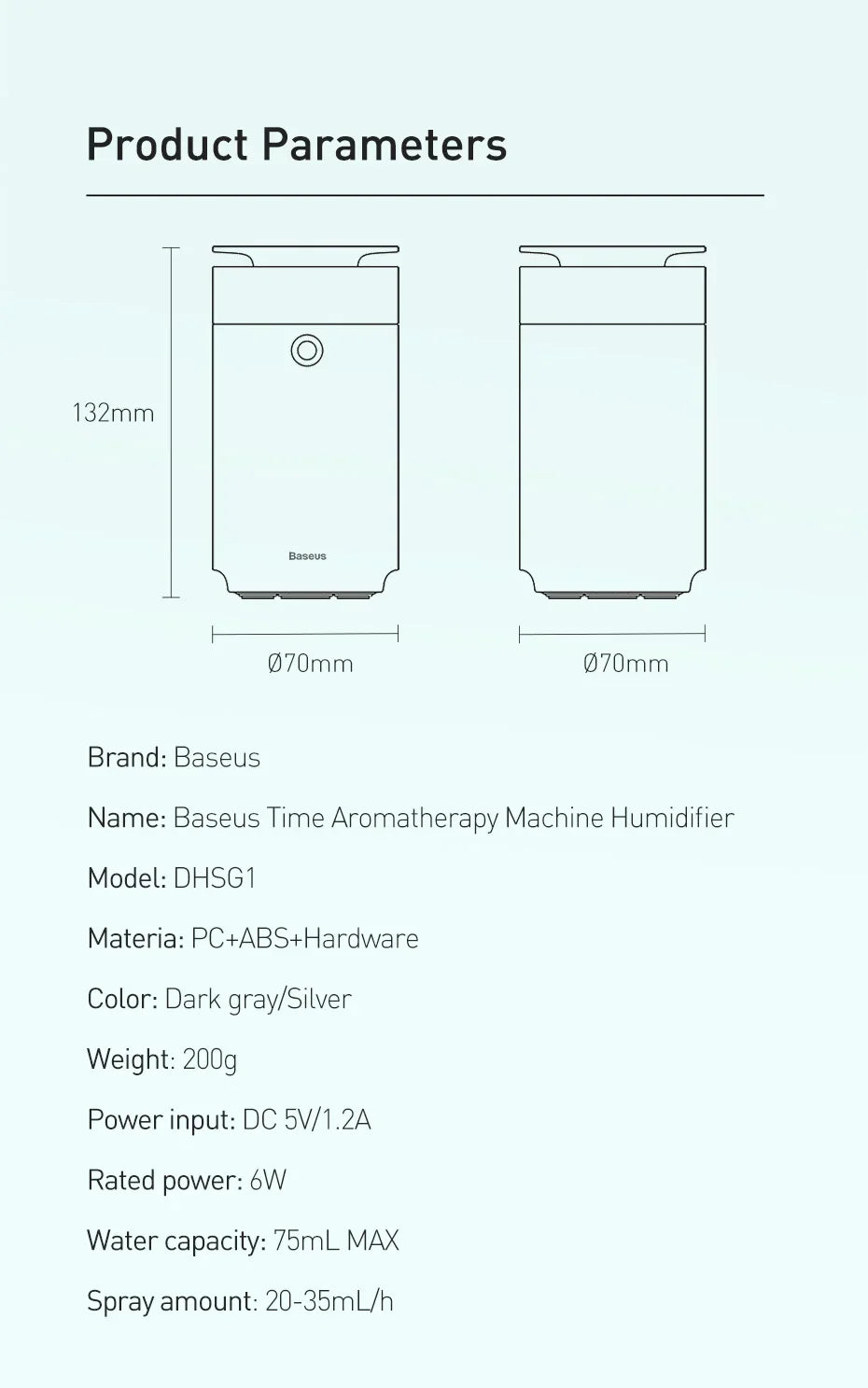 Baseus Car Diffuser Humidifier Auto Air Purifier Aromo Air Freshener with LED Light For Car Aroma Aromatherapy Diffuser