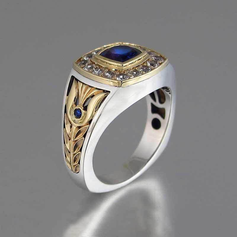 Luxury 925 ring for men natural 2 carat sapphire with diamond jewelry anillos de bizuteria gemstone rings box