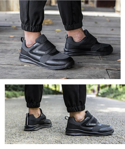 LARNMERN Men's Safety Shoes Steel Toe Construction Protective Footwear Lightweight 3D Shockproof Work Sneaker Shoes Size 42