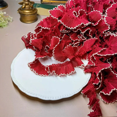 4M/lot 3cm Wine red/pink/Beige Chiffon Pleated Lace Dog Tooth Ruffle Lace Trimming for Dress Pet Cloth Home Decoration X1496