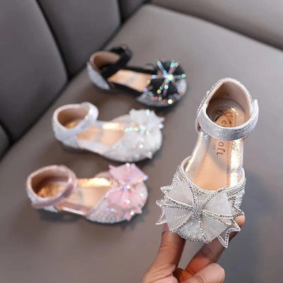 Children's  Comfortable  Princess Shoes | Kids Flat Shoes With Glittery Bow | Little Girl's Spring/Summer Fashion Sandals