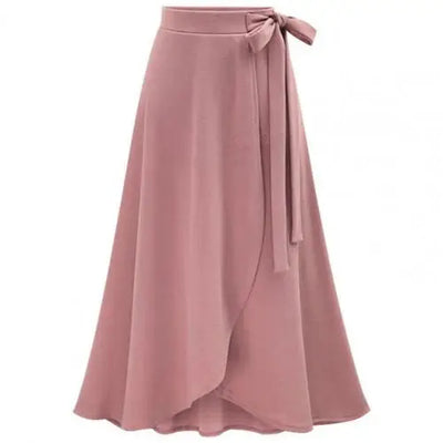 Elegant Long Skirt for Women Bandage Solid Color Split Large Hem Skirt Office Lady Casual Skirt 2021 Summer Female Clothes