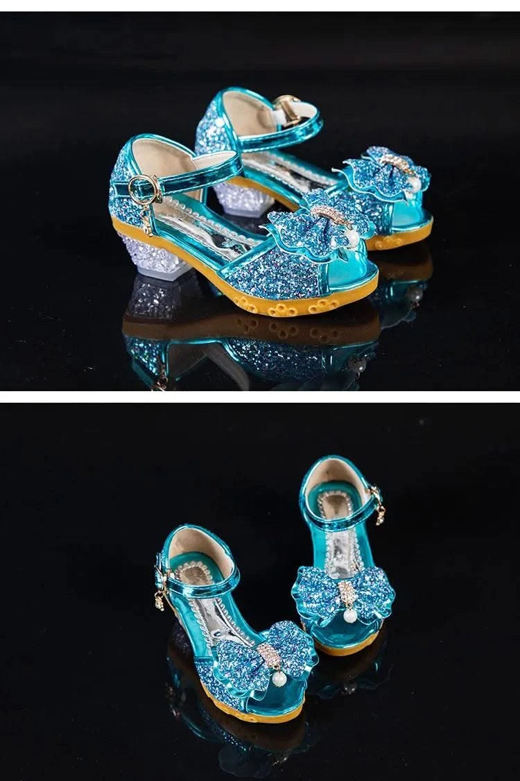 Princess Casual Glitter Bowknot High Heel Children's Shoes| Girls Shoes | Fashion | Dance | Party Sandals