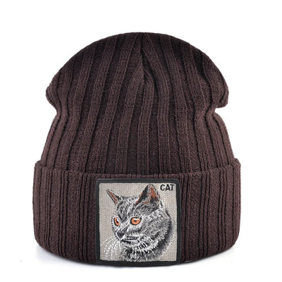 Women's Fashion Beanies Hat Solid Color Knitted Wool Skullies With Embroidery Patch Autumn Winter Men's Knit Gorras Bonnet