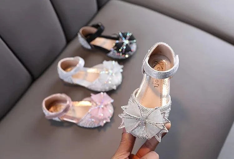 Children's  Comfortable  Princess Shoes | Kids Flat Shoes With Glittery Bow | Little Girl's Spring/Summer Fashion Sandals