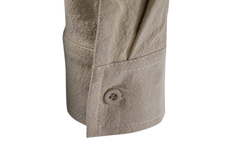 Happyjeffery Mens Cotton Linen Shirt Henry Collar with Drawstring Men Man Long Sleeve Beach Shirts Man Designer Cloth LS51