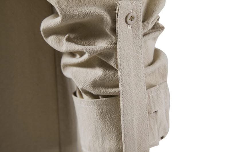 Happyjeffery Mens Cotton Linen Shirt Henry Collar with Drawstring Men Man Long Sleeve Beach Shirts Man Designer Cloth LS51