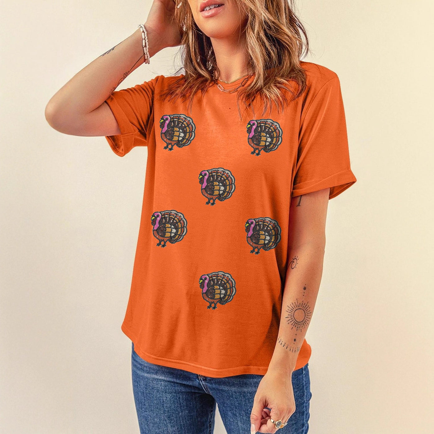 Solid Color Casual T-shirt Women's All-match Short-sleeved Pullover