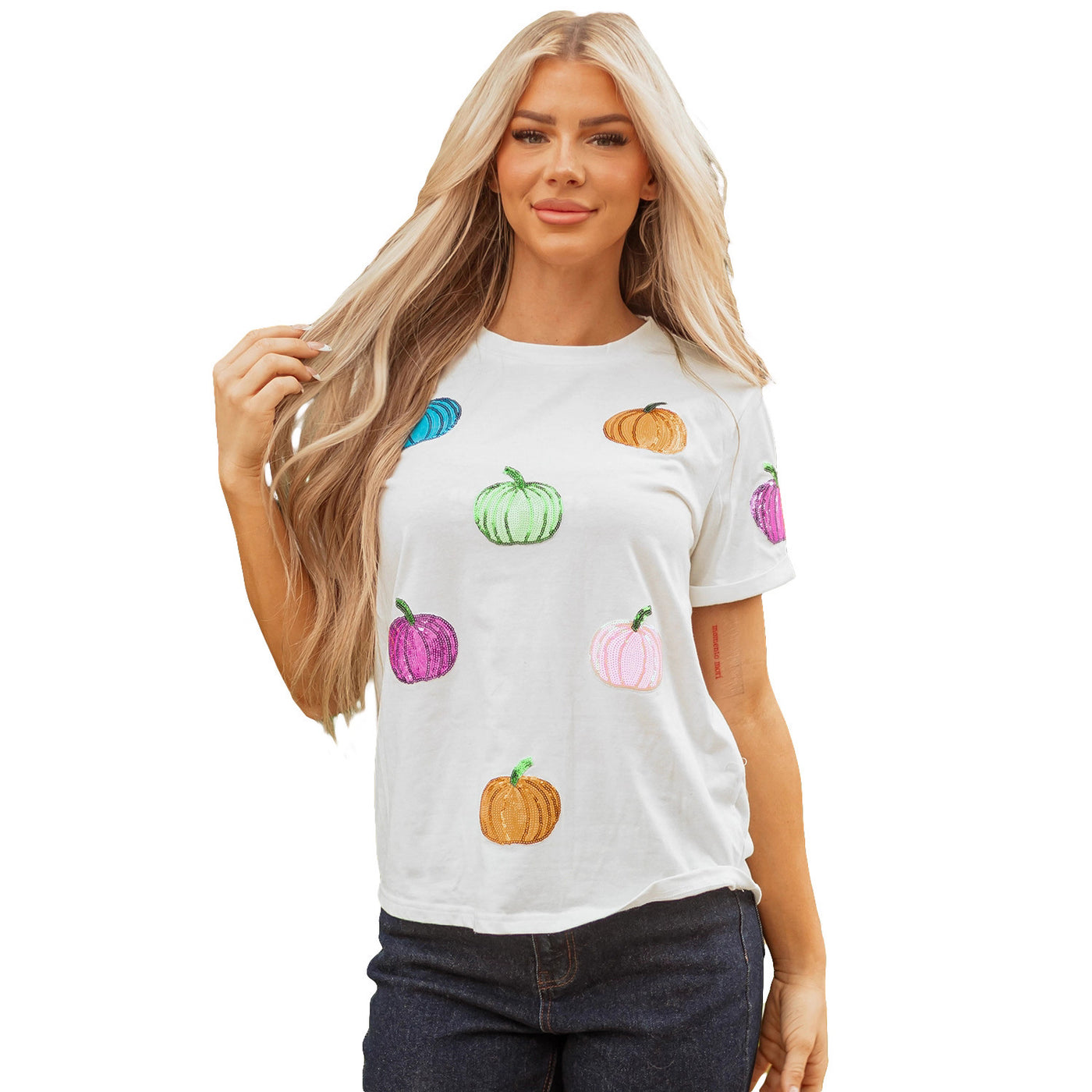 Solid Color Casual T-shirt Women's All-match Short-sleeved Pullover